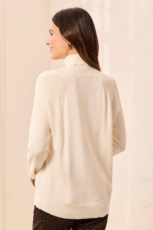 Soft Viscose Blend Long Sleeve Mock Turtleneck Sweater