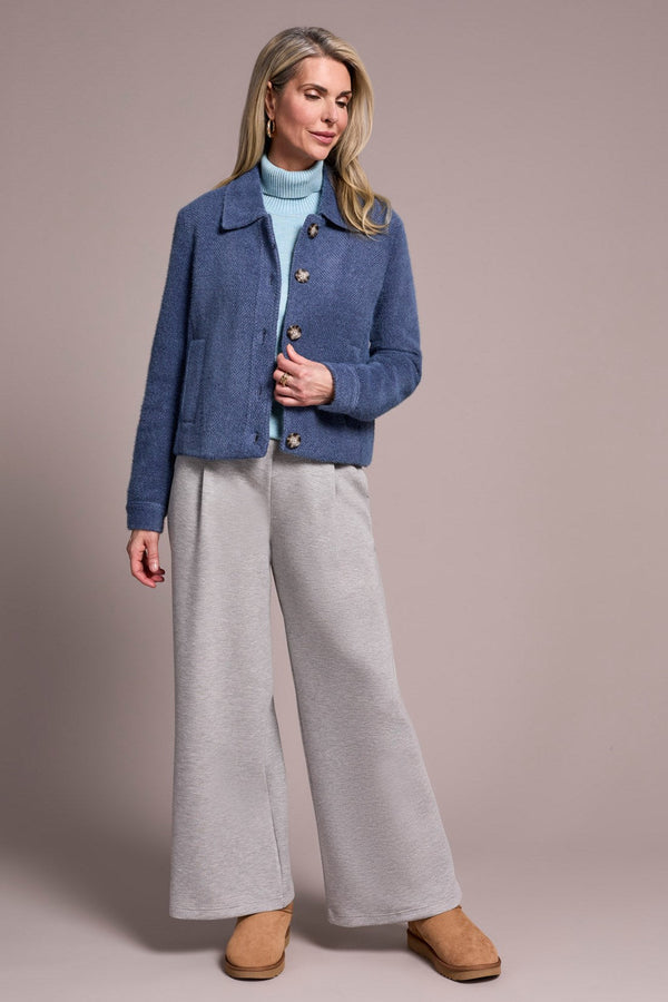Super Soft Boucle Button-Front Jacket