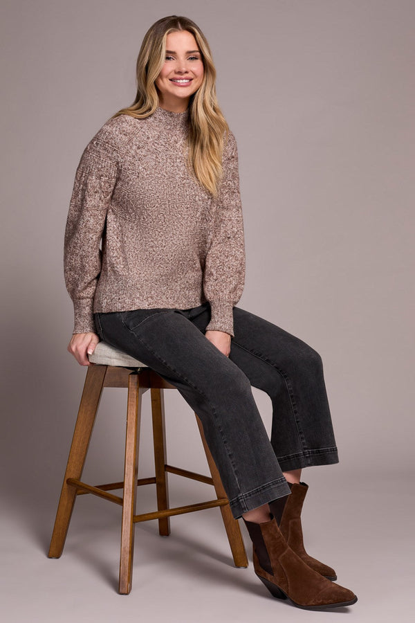 Two-Tone Long Sleeve Mock Neck Sweater