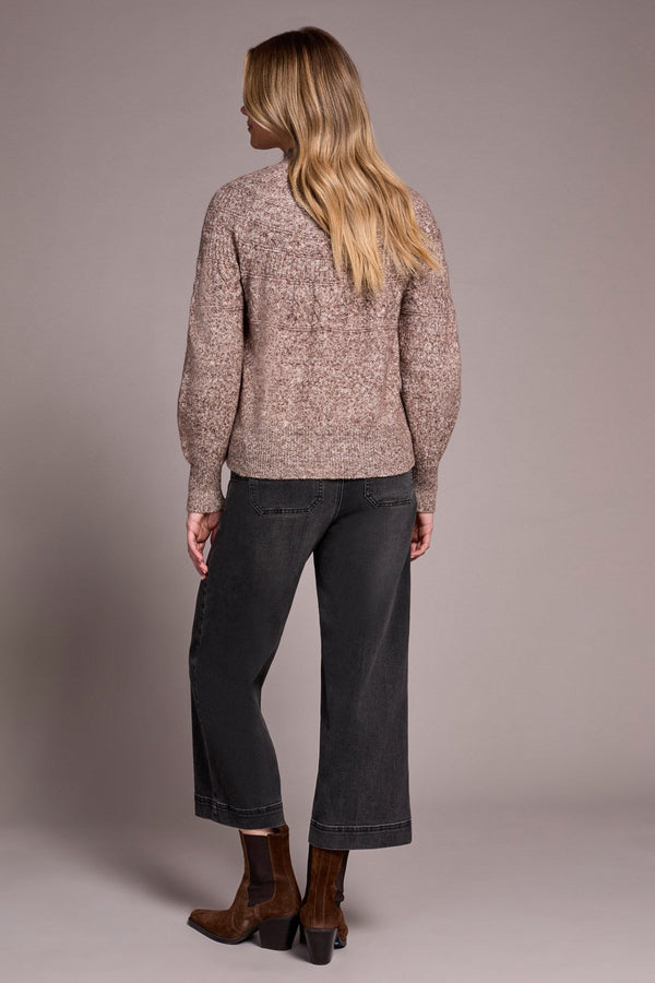 Two-Tone Long Sleeve Mock Neck Sweater
