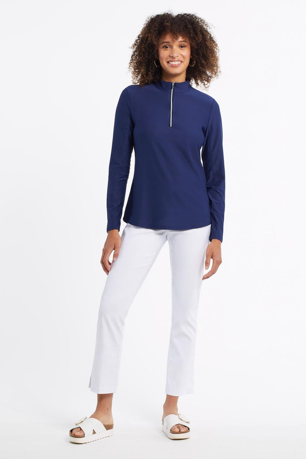 Long Sleeve Zip Up Mock Neck UPF 50+ Protection Top