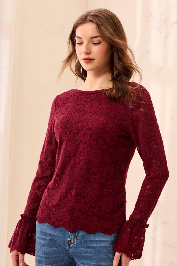 6359O Lined Wear 2 Ways Lace Top