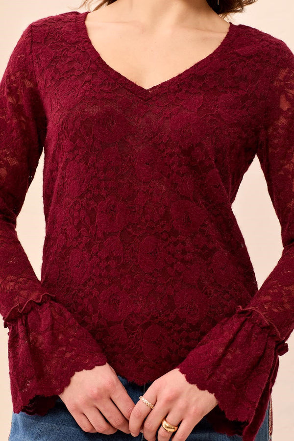 6359O Lined Wear 2 Ways Lace Top