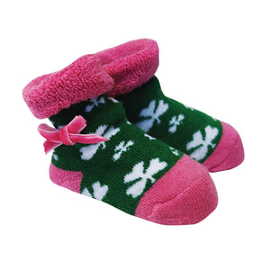 Green & Pink Shamrock Baby Socks