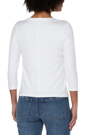 Liverpool Scoop Neck Tee 3/4 Sleeve - White