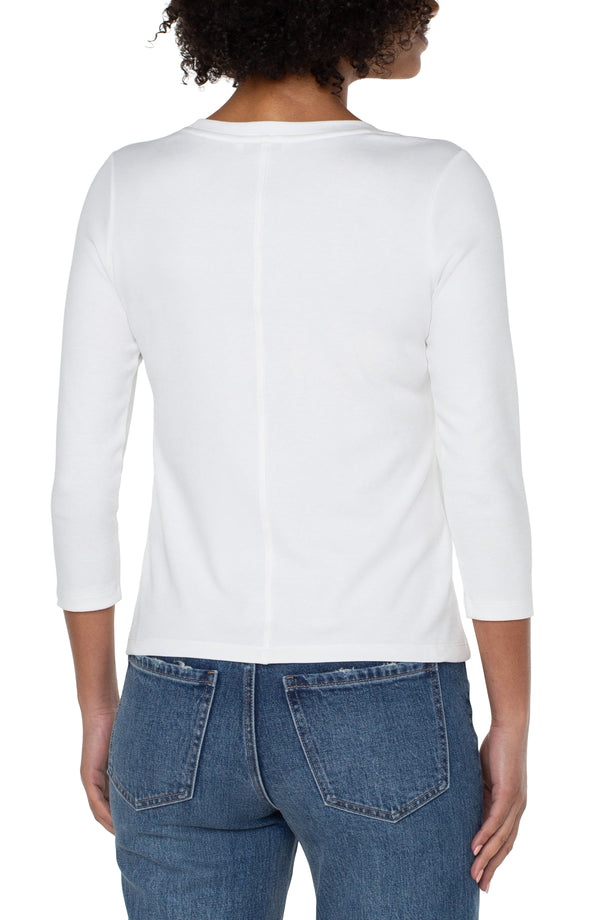 Liverpool Scoop Neck Tee 3/4 Sleeve - White