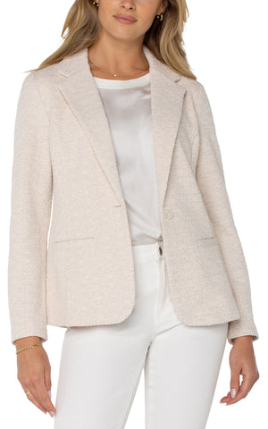 Bone Boucle Fitted Knit Blazer