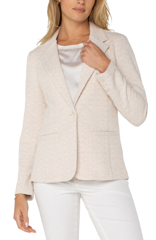 Bone Boucle Fitted Knit Blazer