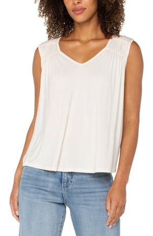 Sleeveless Shirred Detail Knit Top 25"