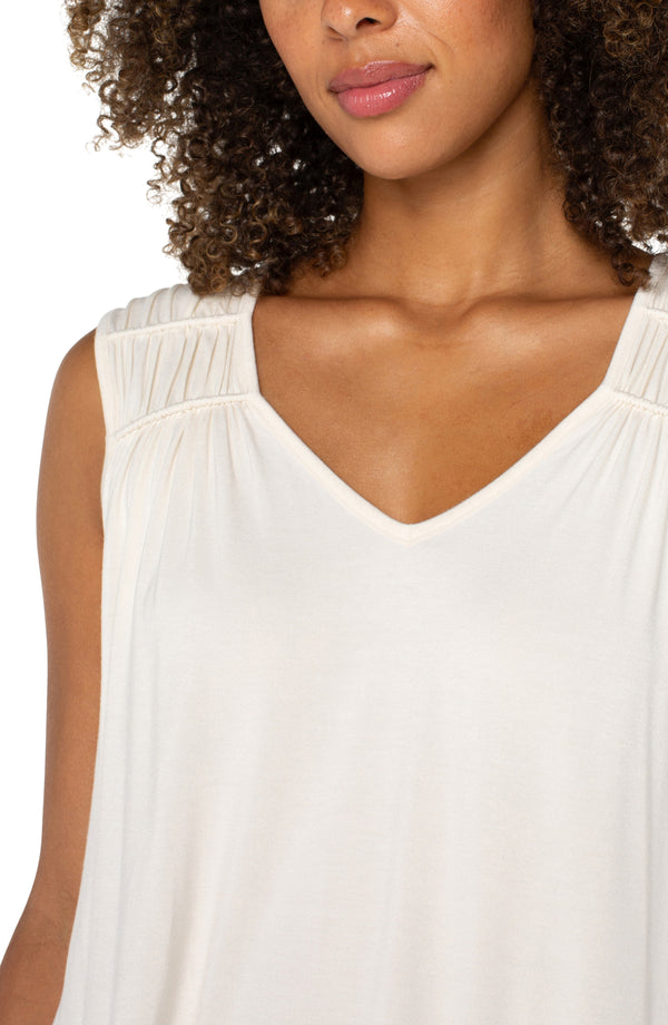 Sleeveless Shirred Detail Knit Top 25"