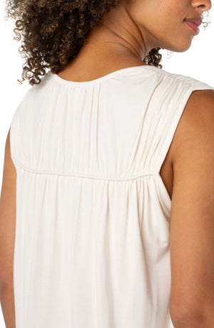 Sleeveless Shirred Detail Knit Top 25"