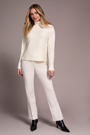 High-Low Turtleneck w/ Sequins - Cream