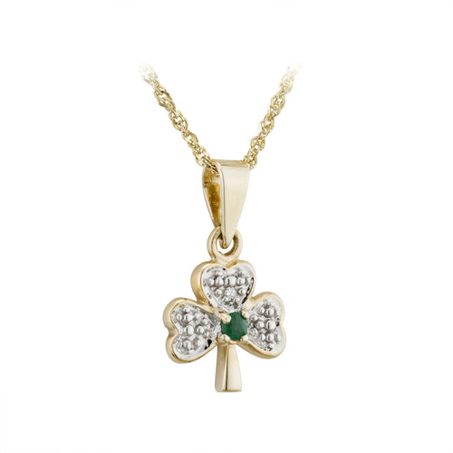 14K Gold & Emerald Shamrock Necklace