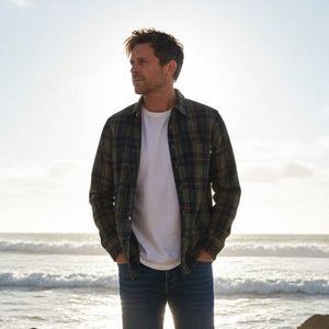Heavyweight Wool Blend Plaid Flannel Shirt - Olive