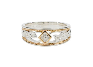 Silver & 10K Gold Eternity Knot 'Rosail' Ring - Diamonds 6.5