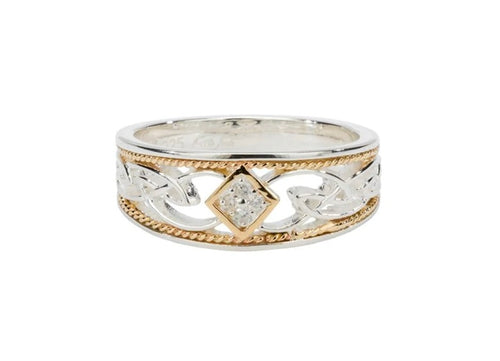 Silver & 10K Gold Eternity Knot 'Rosail' Ring - Diamonds 6.5