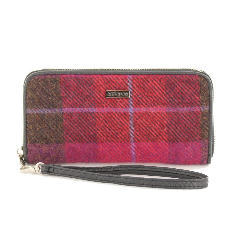 Mucros Tweed Wallet - Fuchsia Plaid