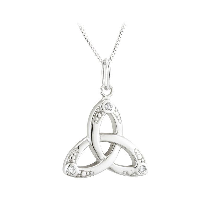 S46244 Sterling Silver Crystal Trinity Knot Pendant