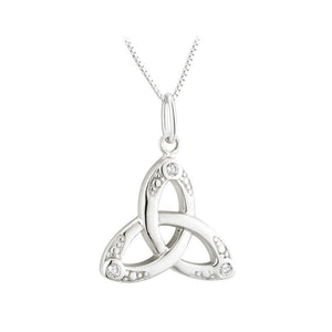 S46244 Sterling Silver Crystal Trinity Knot Pendant
