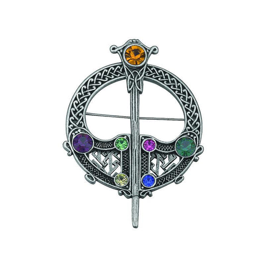 S1484 Rhodium Plated & Multi Colored Stones Tara Brooch