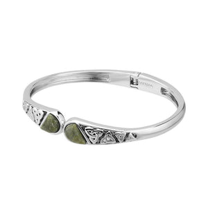 S50089 Rhodium Plated & Connemara Marble Trinity Knot Bracelet