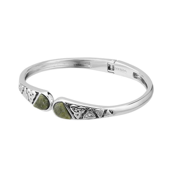 S50089 Rhodium Plated & Connemara Marble Trinity Knot Bracelet