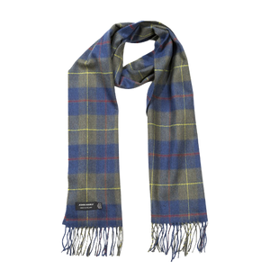 100% Merino Wool Scarf - Loden & Indigo Plaid