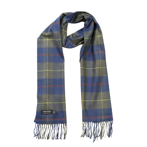 100% Merino Wool Scarf - Loden & Indigo Plaid