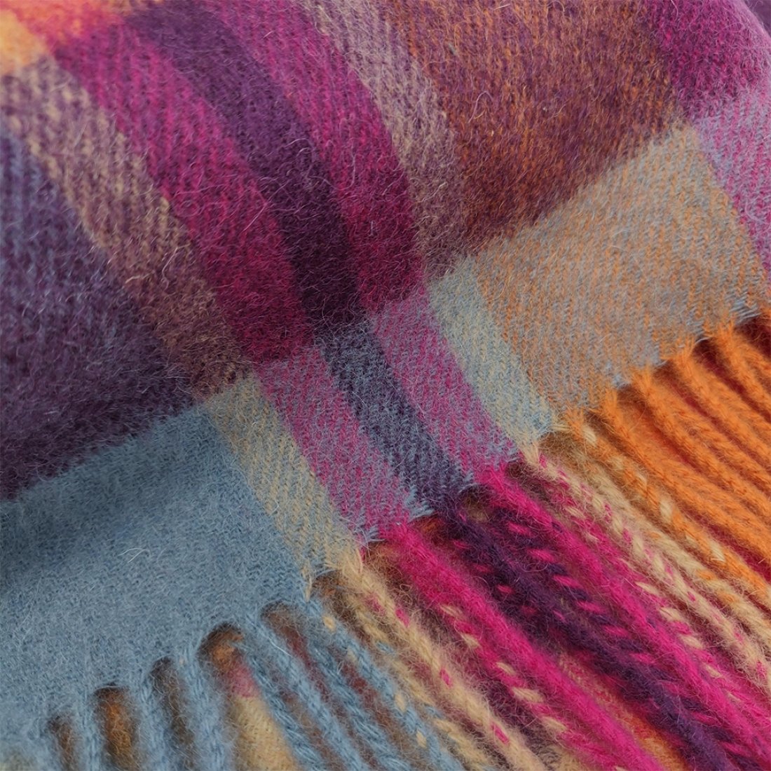 100% Cashmere Scarf - Orient Ginger New Square Check