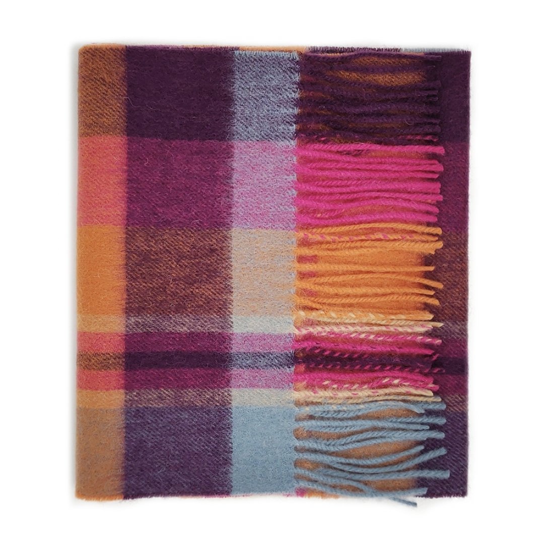 100% Cashmere Scarf - Orient Ginger New Square Check