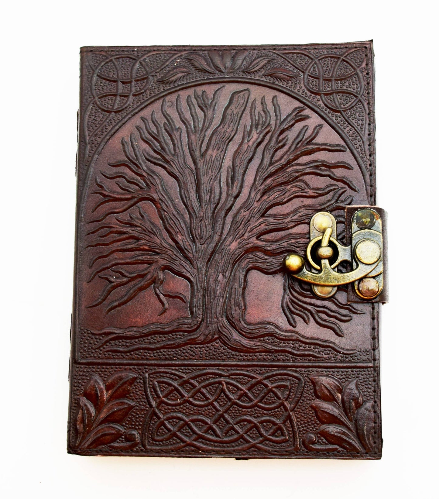 5 x 7 inch Tree of Life Leather Embossed Journal with Aged L
