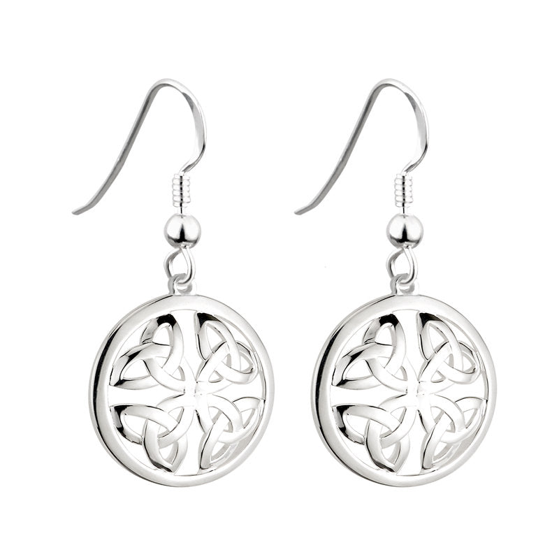 S33390 Sterling Silver Round Trinity Knot Earrings