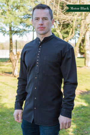 Irish Traditional Grandfather Shirt - Motor Black