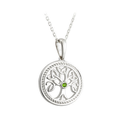 S45365 Sterling Silver Tree of Life Pendant w/ Stones Small