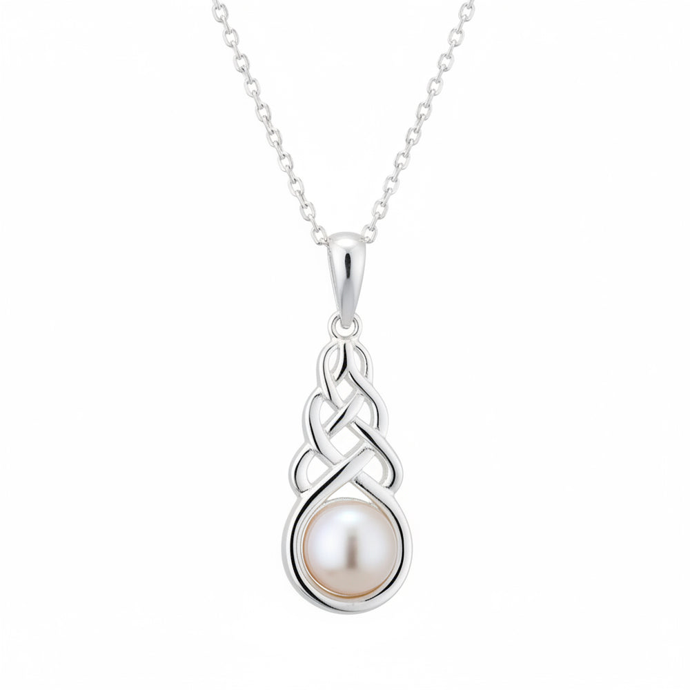 Sterling Silver Celtic Knot & Freshwater Pearl Pendant