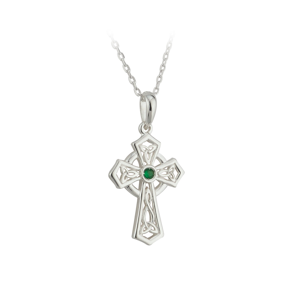 S44874 Trinity Knot Cross Pendant w/ Center Crystal