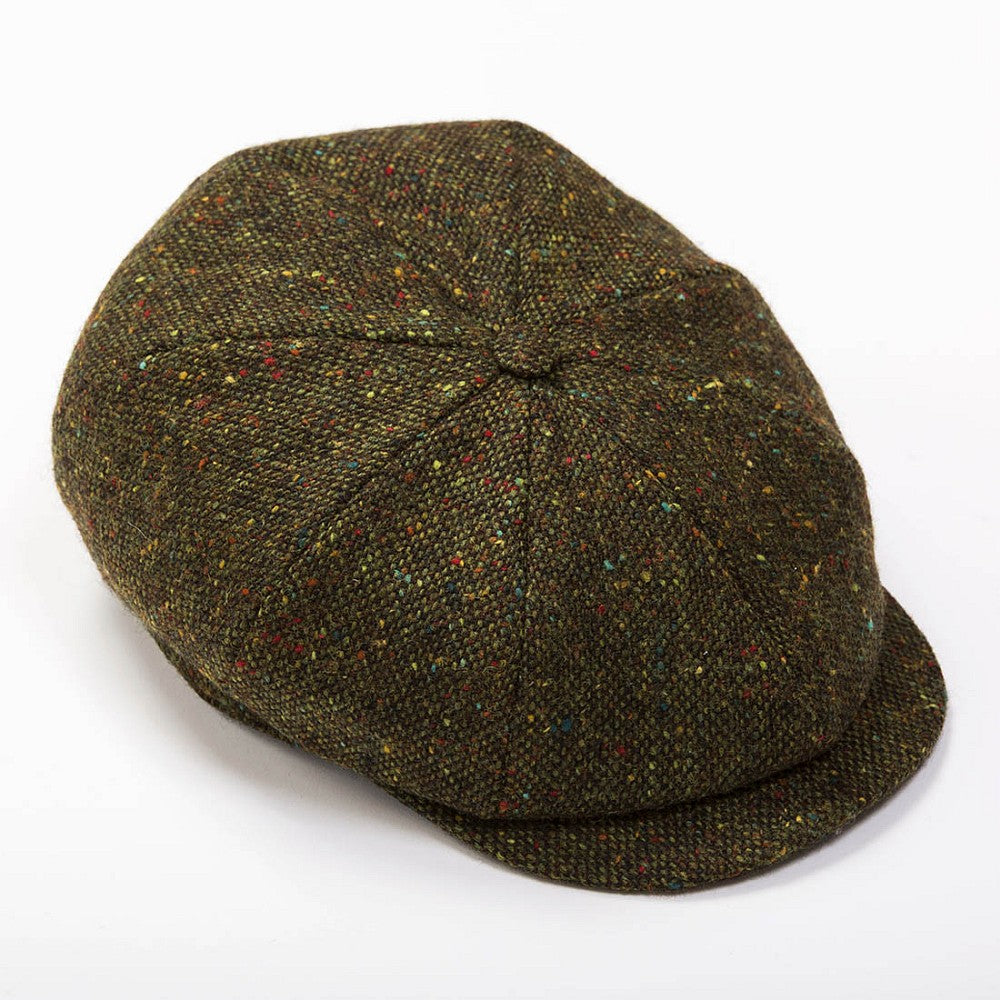 Irish 8-Piece Tweed Cap - Green And Brown Donegal Wool