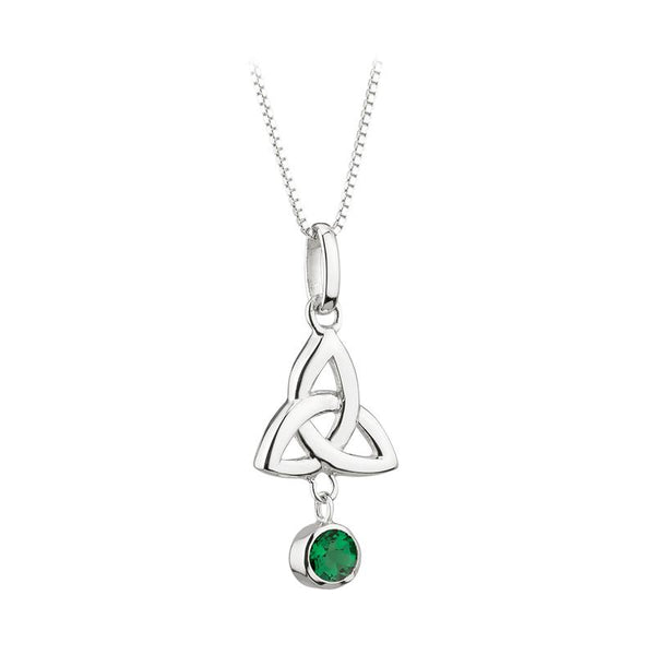 S46477 Sterling Silver Trinity & Crystal Dangle Pendant