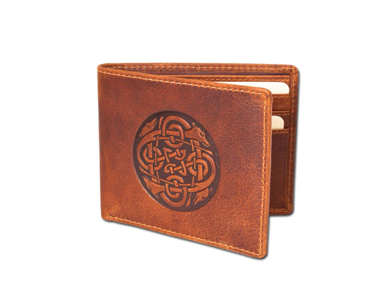 Cuchulainn leather bi fold wallet tan