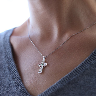 S44556 Sterling Silver & Cubic Zirconia Celtic Cross Pendant