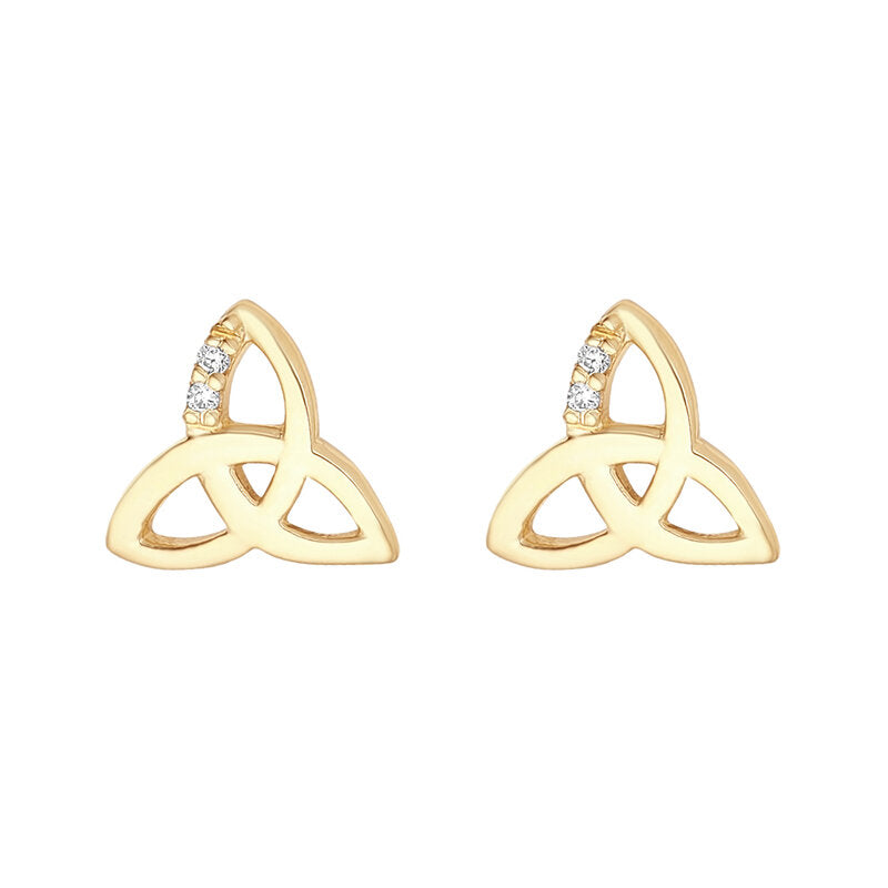 S34155 10k Gold CZ Trinity Knot Earrings