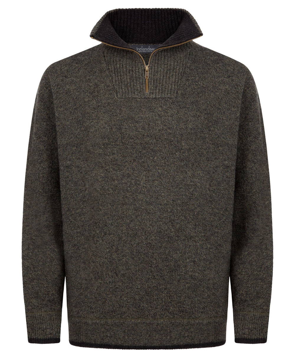 Men's 1/4 Zip Pullover Sweater- Green Marl