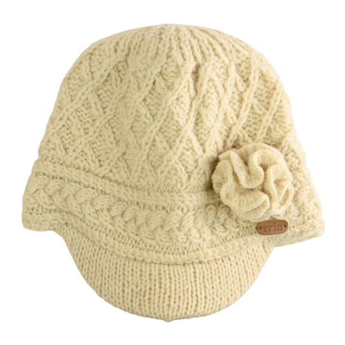 Aran Trellis Peak w/ Flower - Natural