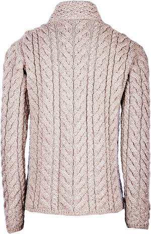 Louisburgh Ladies Cable Aran Cardigan - Toast