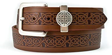 Lee River Genuine Leather Belt with Celtic Design and Celtic Loop
