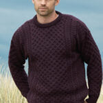 Kildare Classic Aran Pullover Sweater - Damson