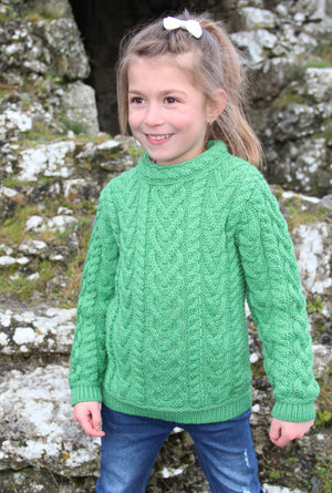 Kids The Hearts Design Cable Aran Pullover