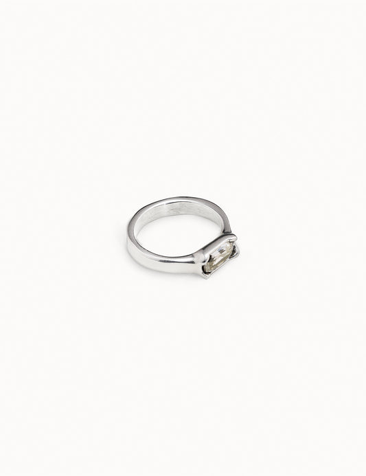 UNOde50 Cobra Silver Ring - White Stone