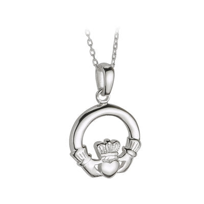 S4682 Sterling Silver Small Heavy Claddagh Pendant