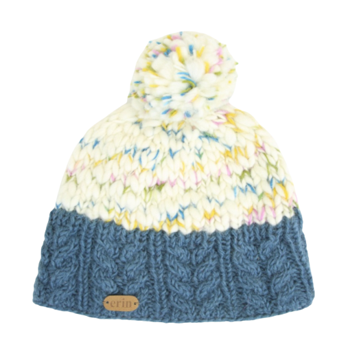 Uneven Wool Bobble Hat - Denim Blue